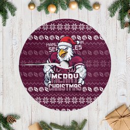 Sea Eagles Christmas Tree Skirt Australian Rugby Fans - Pixelated Ugly Xmas Pattern Mascot Santa