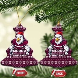 Sea Eagles Christmas Ceramic Ornament Australian Rugby Fans - Pixelated Ugly Xmas Pattern Mascot Santa