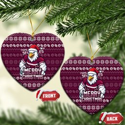 Sea Eagles Christmas Ceramic Ornament Australian Rugby Fans - Pixelated Ugly Xmas Pattern Mascot Santa
