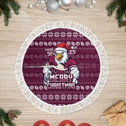 Sea Eagles Christmas Tree Skirt Australian Rugby Fans - Pixelated Ugly Xmas Pattern Mascot Santa