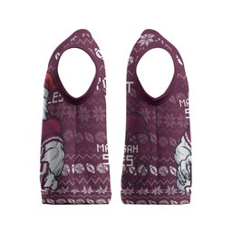 Personalized Sea Eagles Christmas Knitted V-Neck Vest Australian Rugby Fans - Pixelated Ugly Xmas Pattern Mascot Santa