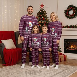 Personalized Sea Eagles Christmas Pajama Set Australian Rugby Fans - Pixelated Ugly Xmas Pattern Mascot Santa