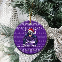 Melbourne Storm Christmas Ceramic Ornament Australian Rugby Fans - Pixelated Ugly Xmas Pattern Mascot Santa