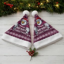 Sea Eagles Christmas Santa Hat Australian Rugby Fans - Pixelated Ugly Xmas Pattern Mascot Santa