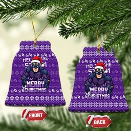 Melbourne Storm Christmas Ceramic Ornament Australian Rugby Fans - Pixelated Ugly Xmas Pattern Mascot Santa