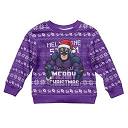 Personalized Melbourne Storm Christmas Kid Ugly Christmas Sweater Australian Rugby Fans - Pixelated Ugly Xmas Pattern Mascot Santa