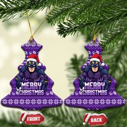 Melbourne Storm Christmas Ceramic Ornament Australian Rugby Fans - Pixelated Ugly Xmas Pattern Mascot Santa