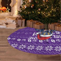 Melbourne Storm Christmas Tree Skirt Australian Rugby Fans - Pixelated Ugly Xmas Pattern Mascot Santa