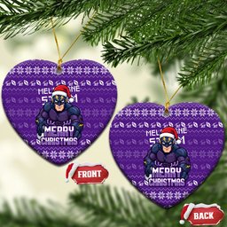Melbourne Storm Christmas Ceramic Ornament Australian Rugby Fans - Pixelated Ugly Xmas Pattern Mascot Santa