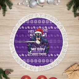 Melbourne Storm Christmas Tree Skirt Australian Rugby Fans - Pixelated Ugly Xmas Pattern Mascot Santa