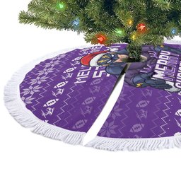 Melbourne Storm Christmas Tree Skirt Australian Rugby Fans - Pixelated Ugly Xmas Pattern Mascot Santa