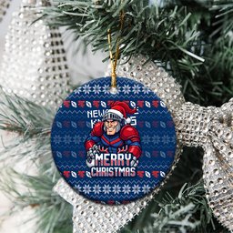 Newcastle Knights Christmas Ceramic Ornament Australian Rugby Fans - Pixelated Ugly Xmas Pattern Mascot Santa