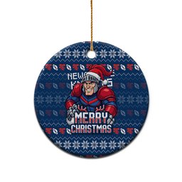 Newcastle Knights Christmas Ceramic Ornament Australian Rugby Fans - Pixelated Ugly Xmas Pattern Mascot Santa