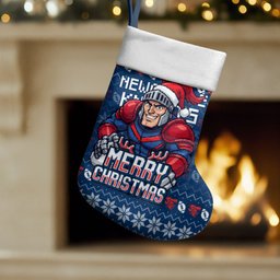 Newcastle Knights Christmas Stocking Australian Rugby Fans - Pixelated Ugly Xmas Pattern Mascot Santa