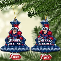 Newcastle Knights Christmas Ceramic Ornament Australian Rugby Fans - Pixelated Ugly Xmas Pattern Mascot Santa