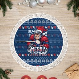 Newcastle Knights Christmas Tree Skirt Australian Rugby Fans - Pixelated Ugly Xmas Pattern Mascot Santa