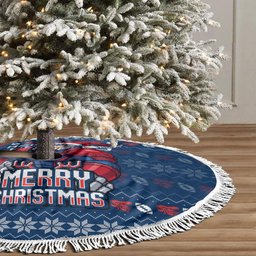 Newcastle Knights Christmas Tree Skirt Australian Rugby Fans - Pixelated Ugly Xmas Pattern Mascot Santa