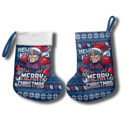 Newcastle Knights Christmas Stocking Australian Rugby Fans - Pixelated Ugly Xmas Pattern Mascot Santa