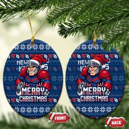 Newcastle Knights Christmas Ceramic Ornament Australian Rugby Fans - Pixelated Ugly Xmas Pattern Mascot Santa