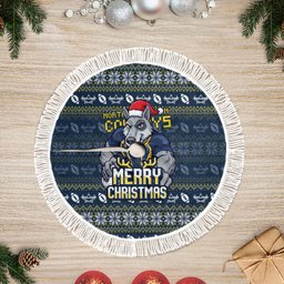 Cowboys Christmas Tree Skirt Australian Rugby Fans - Pixelated Ugly Xmas Pattern Mascot Santa