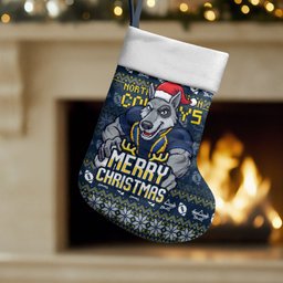 Cowboys Christmas Stocking Australian Rugby Fans - Pixelated Ugly Xmas Pattern Mascot Santa