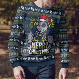 Personalized Cowboys Christmas Ugly Christmas Sweater Australian Rugby Fans - Pixelated Ugly Xmas Pattern Mascot Santa