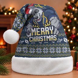 Cowboys Christmas Santa Hat Australian Rugby Fans - Pixelated Ugly Xmas Pattern Mascot Santa