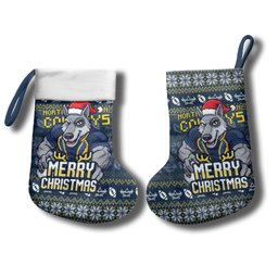 Cowboys Christmas Stocking Australian Rugby Fans - Pixelated Ugly Xmas Pattern Mascot Santa