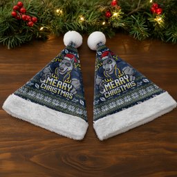 Cowboys Christmas Santa Hat Australian Rugby Fans - Pixelated Ugly Xmas Pattern Mascot Santa