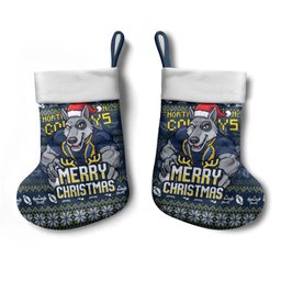 Cowboys Christmas Stocking Australian Rugby Fans - Pixelated Ugly Xmas Pattern Mascot Santa