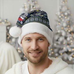 Cowboys Christmas Santa Hat Australian Rugby Fans - Pixelated Ugly Xmas Pattern Mascot Santa