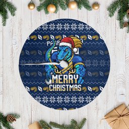 Parramatta Eels Christmas Tree Skirt Australian Rugby Fans - Pixelated Ugly Xmas Pattern Mascot Santa