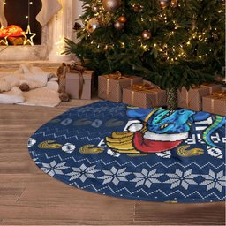 Parramatta Eels Christmas Tree Skirt Australian Rugby Fans - Pixelated Ugly Xmas Pattern Mascot Santa