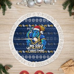 Parramatta Eels Christmas Tree Skirt Australian Rugby Fans - Pixelated Ugly Xmas Pattern Mascot Santa