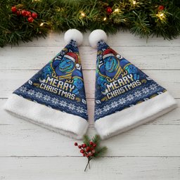 Parramatta Eels Christmas Santa Hat Australian Rugby Fans - Pixelated Ugly Xmas Pattern Mascot Santa