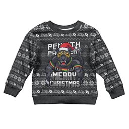 Personalized Penrith Panthers Christmas Kid Ugly Christmas Sweater Australian Rugby Fans - Pixelated Ugly Xmas Pattern Mascot Santa