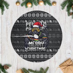 Penrith Panthers Christmas Tree Skirt Australian Rugby Fans - Pixelated Ugly Xmas Pattern Mascot Santa