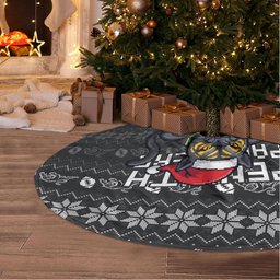 Penrith Panthers Christmas Tree Skirt Australian Rugby Fans - Pixelated Ugly Xmas Pattern Mascot Santa