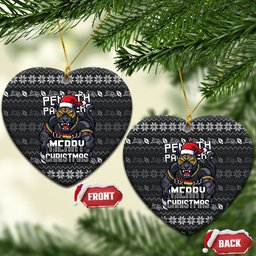 Penrith Panthers Christmas Ceramic Ornament Australian Rugby Fans - Pixelated Ugly Xmas Pattern Mascot Santa