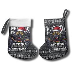 Penrith Panthers Christmas Stocking Australian Rugby Fans - Pixelated Ugly Xmas Pattern Mascot Santa