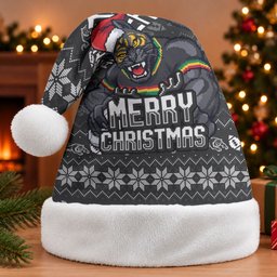 Penrith Panthers Christmas Santa Hat Australian Rugby Fans - Pixelated Ugly Xmas Pattern Mascot Santa
