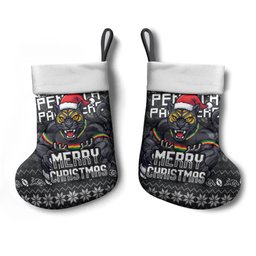 Penrith Panthers Christmas Stocking Australian Rugby Fans - Pixelated Ugly Xmas Pattern Mascot Santa