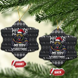 Penrith Panthers Christmas Ceramic Ornament Australian Rugby Fans - Pixelated Ugly Xmas Pattern Mascot Santa