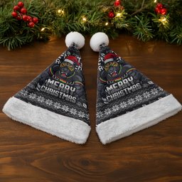 Penrith Panthers Christmas Santa Hat Australian Rugby Fans - Pixelated Ugly Xmas Pattern Mascot Santa