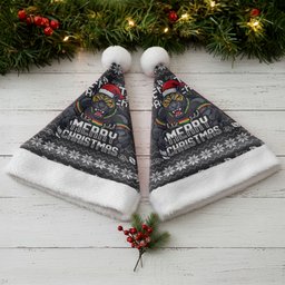 Penrith Panthers Christmas Santa Hat Australian Rugby Fans - Pixelated Ugly Xmas Pattern Mascot Santa