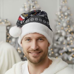 Penrith Panthers Christmas Santa Hat Australian Rugby Fans - Pixelated Ugly Xmas Pattern Mascot Santa