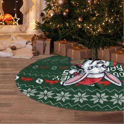 South Sydney Rabbitohs Christmas Tree Skirt Australian Rugby Fans - Pixelated Ugly Xmas Pattern Mascot Santa