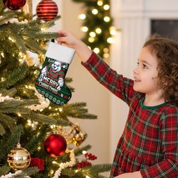 South Sydney Rabbitohs Christmas Stocking Australian Rugby Fans - Pixelated Ugly Xmas Pattern Mascot Santa