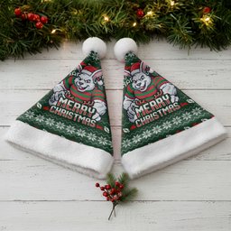 South Sydney Rabbitohs Christmas Santa Hat Australian Rugby Fans - Pixelated Ugly Xmas Pattern Mascot Santa