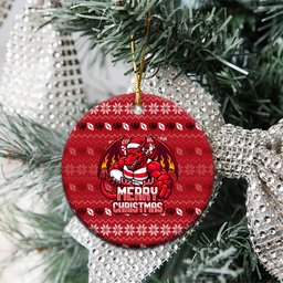 St George Illawarra Dragons Christmas Ceramic Ornament Australian Rugby Fans - Pixelated Ugly Xmas Pattern Mascot Santa